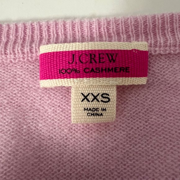 J Crew Womens Pink Cashmere Relaxed V Neck Sweater Heathered Peony size XXS - Picture 8 of 12